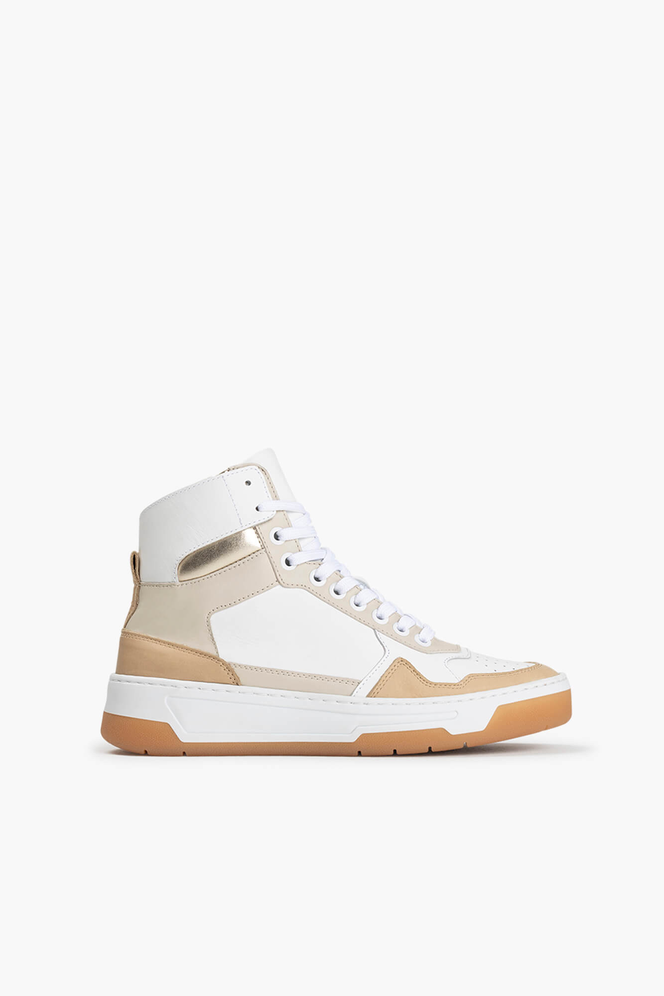 Sneakers Dames Leer Duncan High Top Beige Shop je bij JANICE