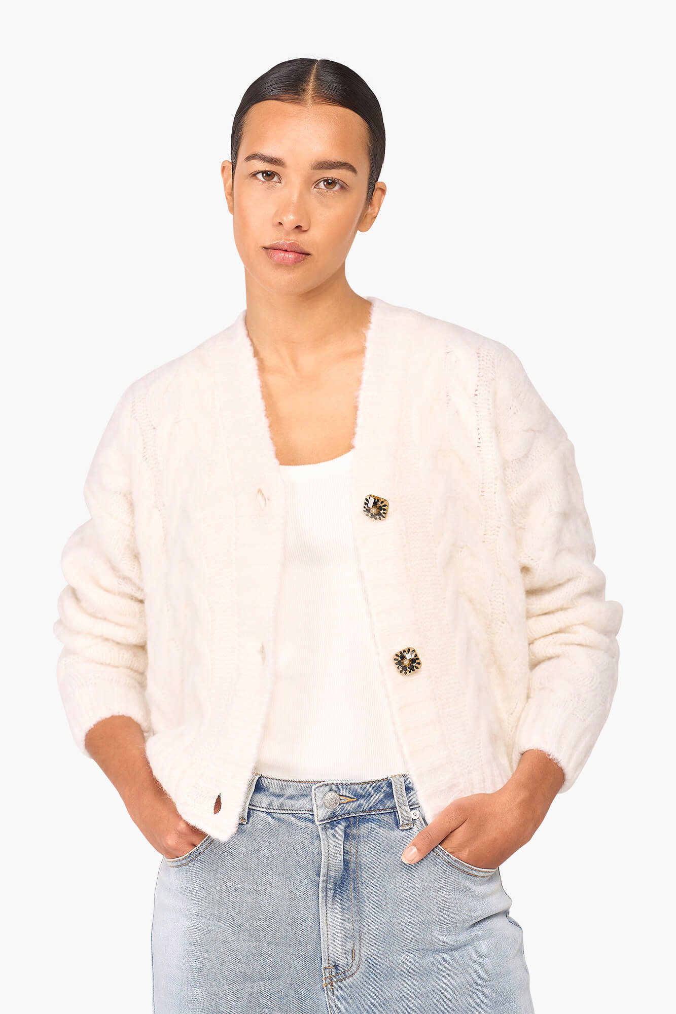 WOLLEN VEST GEBREID BROOKLYN OFF WHITE