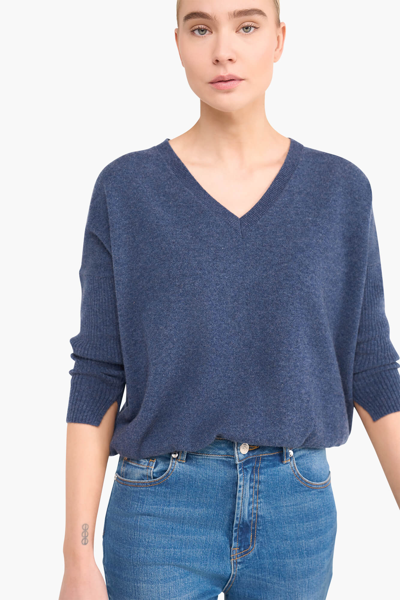 CASHMERE TRUI DAMES DASH BLAUW